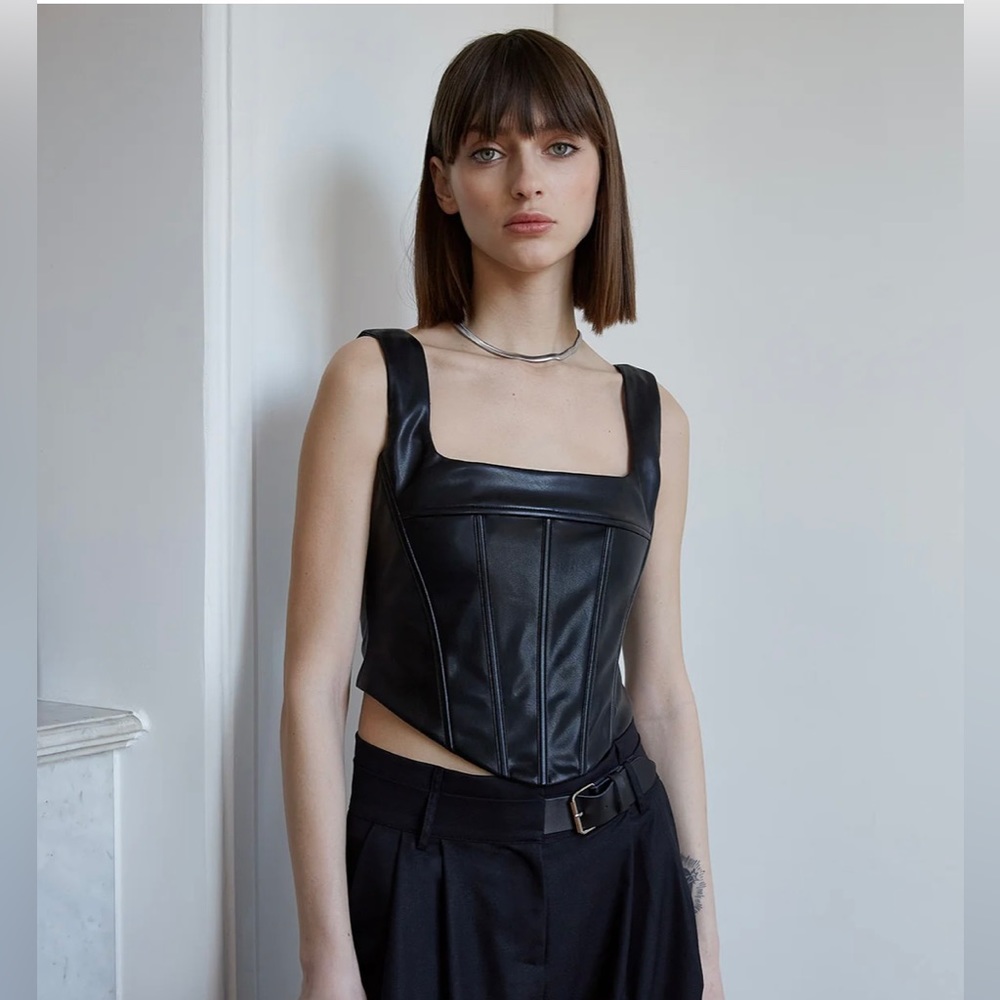 Corset faux leather top